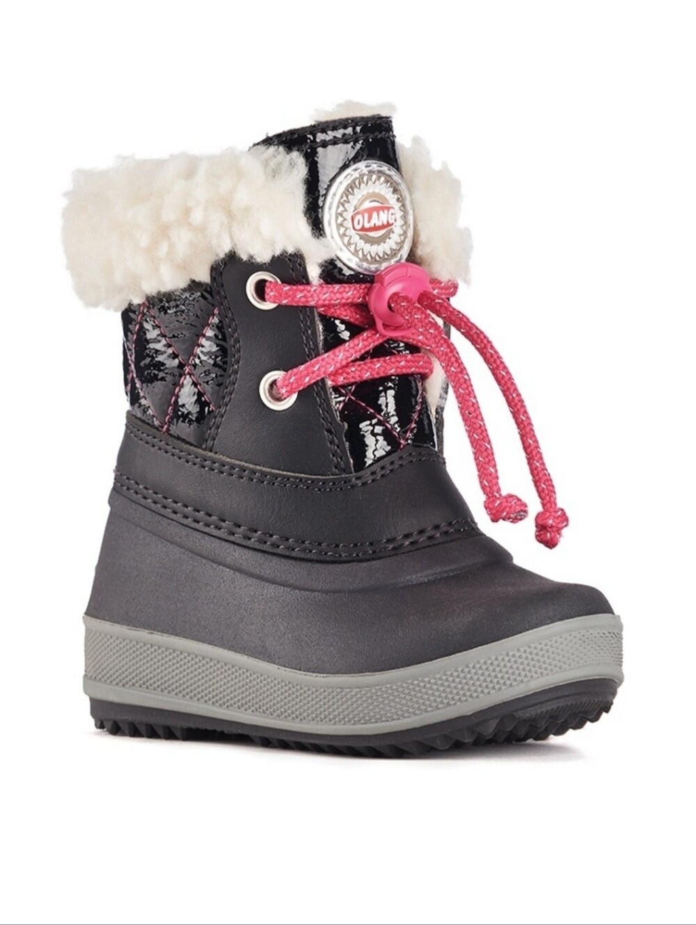 OLANG WINTER BOOTS EASY ON BLACK PINK SIZE 23/24 TODDLER US 6 - 7